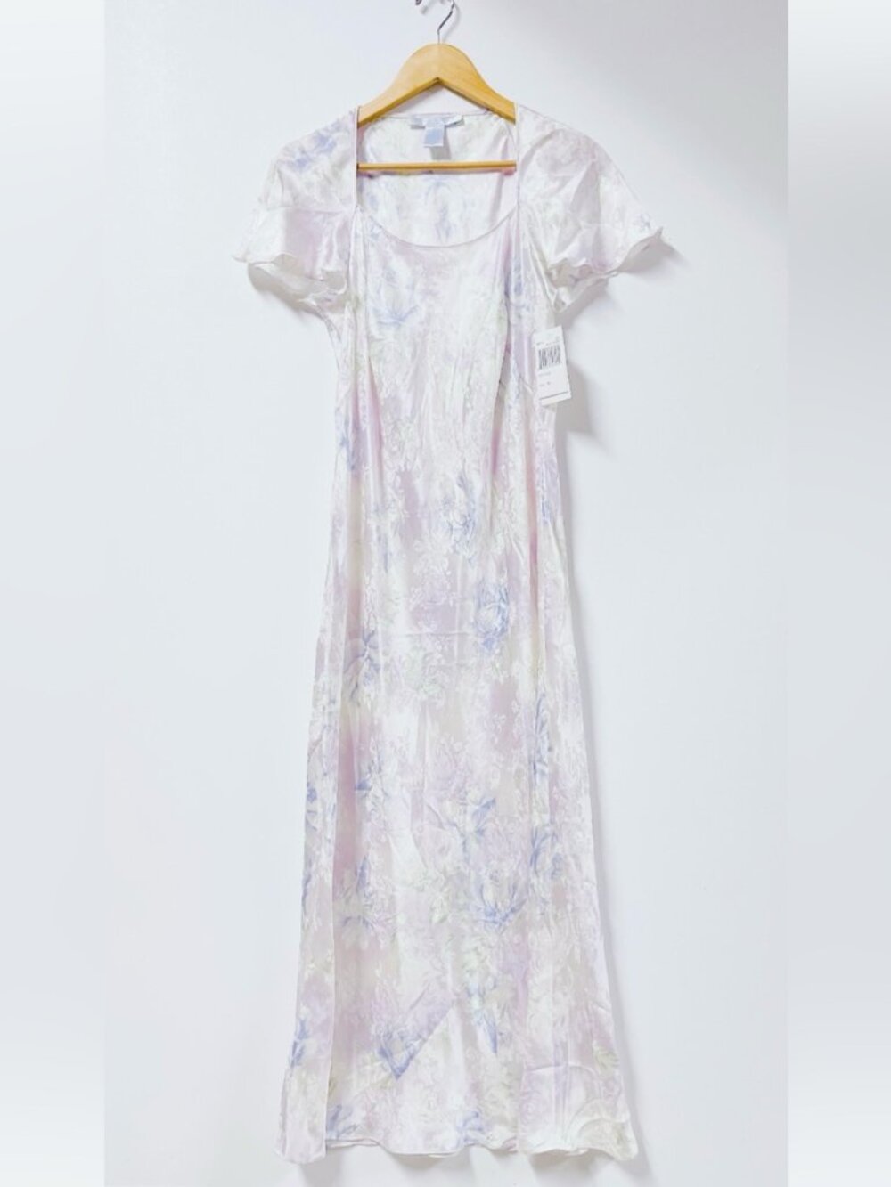 August Silk Intimates Floral 100% Silk Square-Neck Maxi Nightgown Dress Size M - Picture 2 of 7